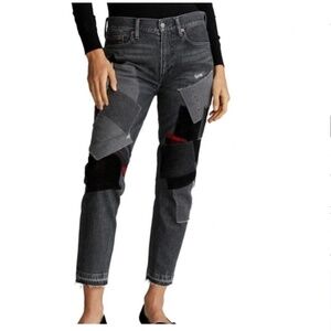 Polo By Ralph Lauren Avery Boyfriend Patchwork Jeans Size 27 in Worn Black